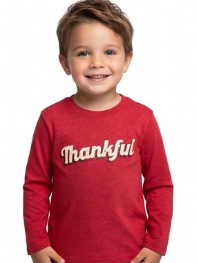 Cat & Jack Red Long-Sleeve 'Thankful' Tee